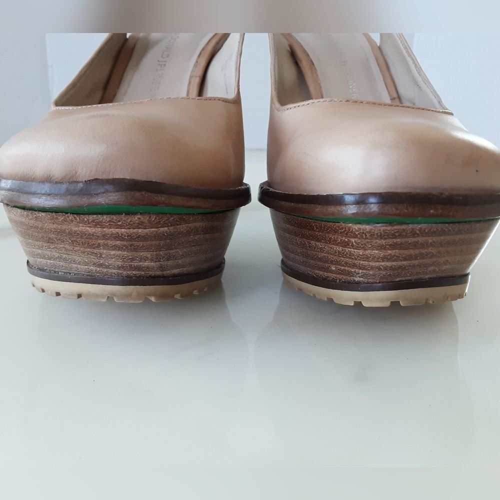 LISA for DONALD PLINER Wood Heel Stiletto Beige Platform Slingback Sz 6.5 - Picture 6 of 12